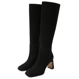 Sam Edelman Womens Issabel Knee High Boots US 6M EU 36 Black Suede Heeled NIB